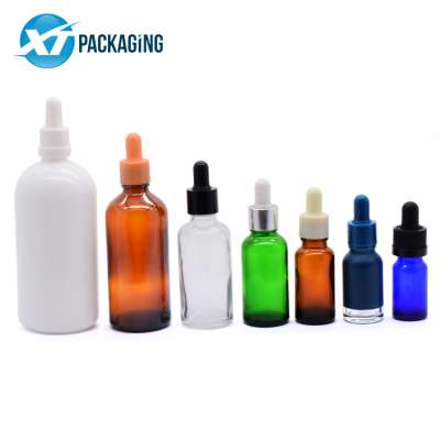 customize color 18 DIN 30ml dropper glass bottle matte rubber screen printed logo for cosmetic oil tincture