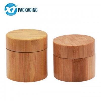 Laser engraving bamboo material 15ml 30ml 50ml glass jar cosmetic cream wooden cap packaging