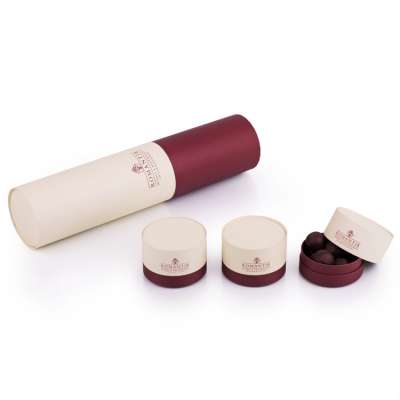 Cardboard Round Cylinder Eco-friendly Earring box Tube paper box with foil stamping and sponge