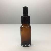 15ml amber glass essential oil bottle with black dropper